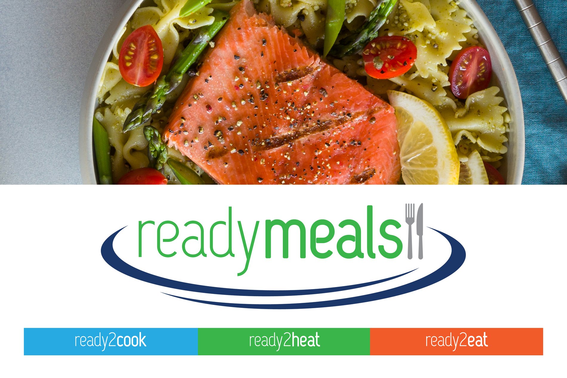 Ready Meals fresh salmon in a bowl of pasta