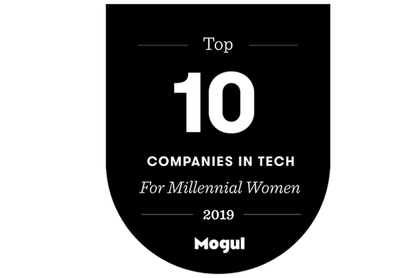 Top 10 Companies in Tech for Millennial Women 2019 logo
