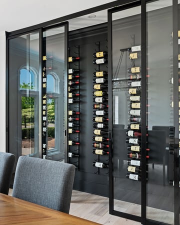 Metal Framed glass doors for a Wine Bar by California Closets Northern Michigan