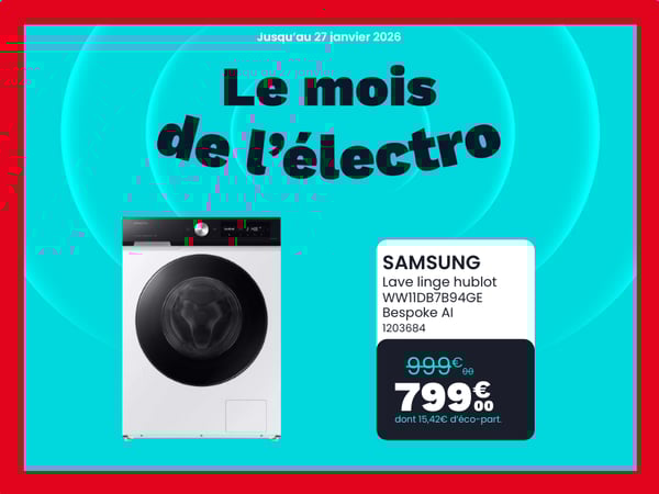 Lave linge hublot SAMSUNG WW11DB7B94GE Bespoke AI