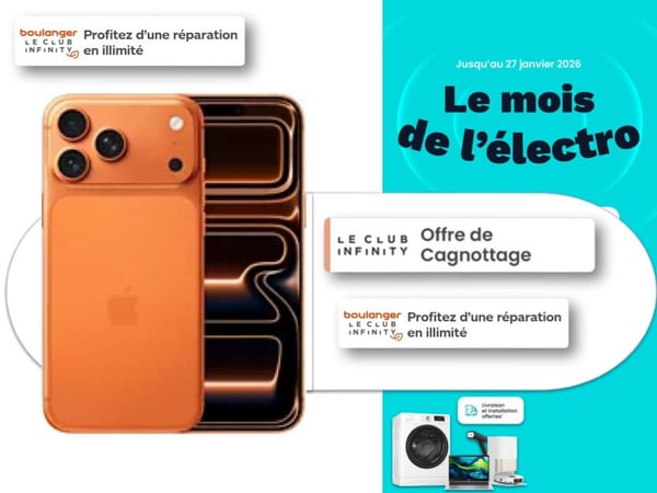 iPhone 17, 17 Pro et 17 Pro Max chez Boulanger Toulouse Colomiers – smartphone Apple, écran Super Retina XDR, puce A18 Bionic, photo haute qualité, AirPods, Apple Watch et MacBook disponibles.
Nouvelle gamme iPhone 17 disponible chez Boulanger Toulouse Colomiers – iPhone 17, 17 Pro, 17 Pro Max et 17 Air, smartphones haut de gamme Apple, modèles disponibles aussi en comparaison avec Samsung Galaxy, Google Pixel, Xiaomi et Oppo.
Apple 
Iphone Air; iPhone 17 pro
Apple Care+
Infinity Smartphone
