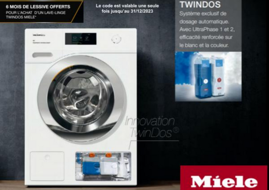 6 mois de lessive offerts pour l'achat d'un lave-linge Twindos Miele - Boulanger Compiègne