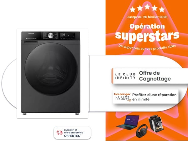 Lave linge hublot HISENSE WF3S9043BB3 Boulanger Toulouse Saint Orens
