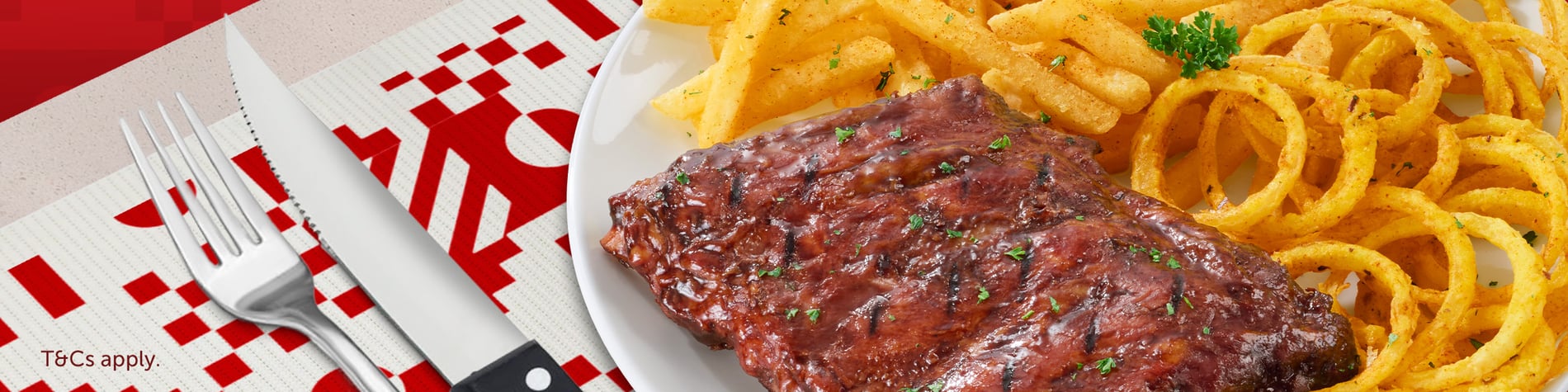 Fork, fingers, neat or messy, you’re always welcome at everyone’s kind of place. Come enjoy Famous Ribs for just R139.90 at Wimpy.