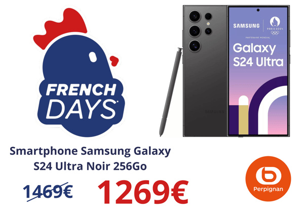 Smartphone Samsung Galaxy S24 Ultra Noir 256Go BOULANGER Perpignan!