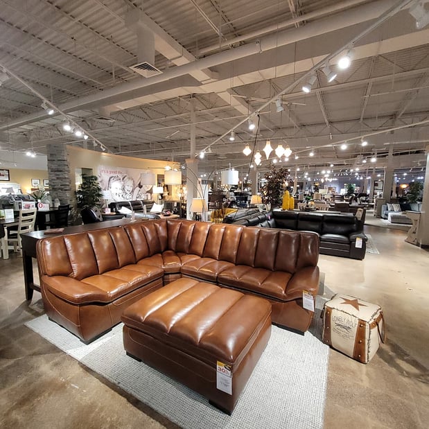 Slumberland Furniture Store in Danville,  IL -  Brown leather sectional