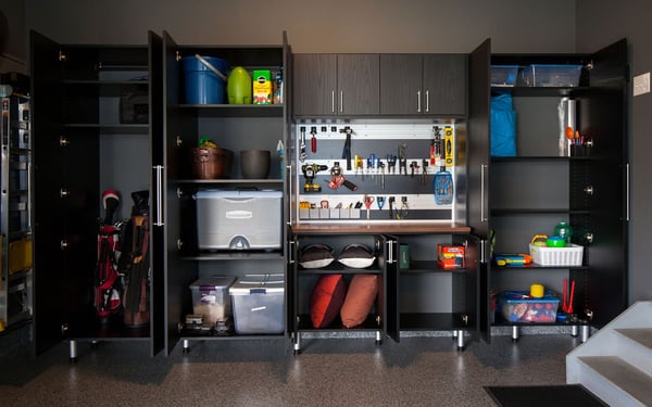 Custom Garage System with Fusion Wall Tracks for Tools by California Closets of Philadelphia and Delaware