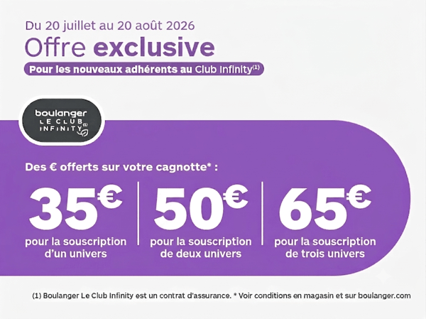 35€, 50€ et 35€ offerts sur votre cagnotte pour la souscription Infinity