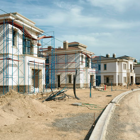 Four houses under construction