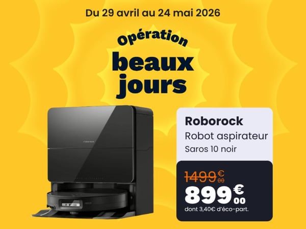☀️ PROFITEZ DES BEAUX JOURS, ON S'OCCUPE DU RESTE !

Et si vous passiez plus de temps en terrasse et moins à passer l'aspirateur ? 🍹

Pour l'opération Beaux Jours, votre magasin Boulanger La Roche-sur-Yon frappe fort : le robot aspirateur Roborock Saros 10 noir passe à 899€ au lieu de 1499€ !

C’est une économie immédiate de 600€ sur la rolls-royce du nettoyage. 🧹✨