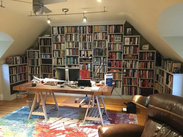 Home Office with Custom Bookshelves