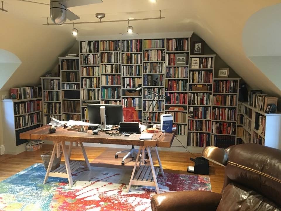 Home Office with Custom Bookshelves
