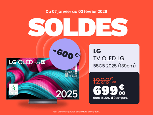 Offre de -600€ sur la TV OLED LG 55C5 2025 (139cm)
