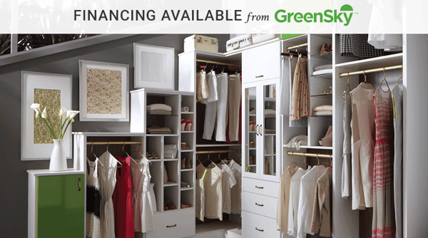 Financing available from GreenSky - for closet systems and custom closet designs in the Hamptons.