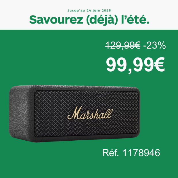 Enceinte portable Marshall Emberton II BT Black & Brass - Boulanger Claye-Souilly