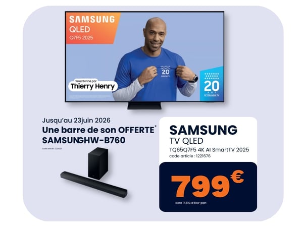 Téléviseur Samsung avec barre de son OFFERTE, Boulanger Sarlat !