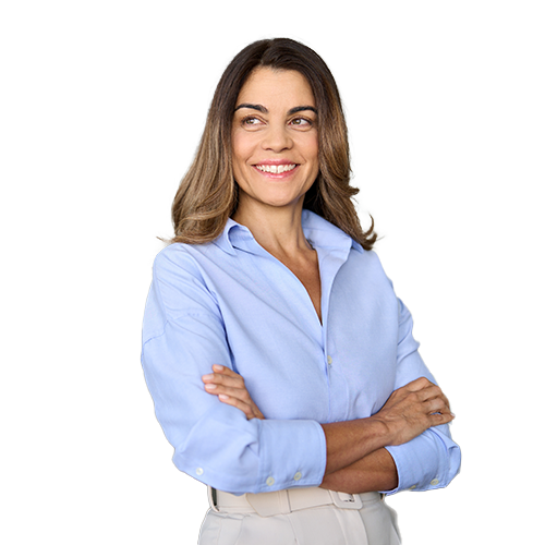 Woman with tinnitus smiles when hearing about AudioNova's Tinnitus solutions