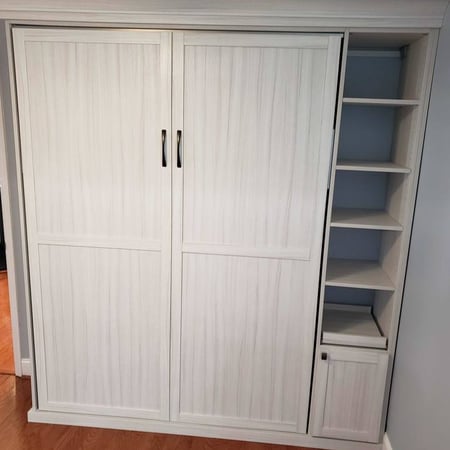 Greensboro - Custom closets - Closed Murphy bed unit with cubby shelves on one side