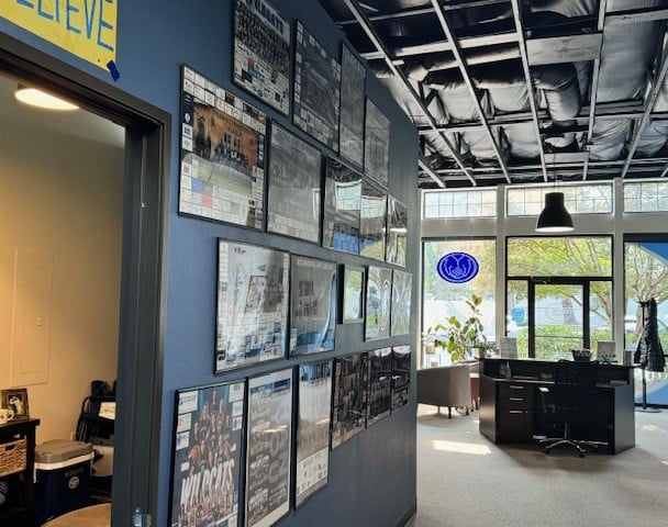 Wildcats team picture wall.  We love supporting our local community!