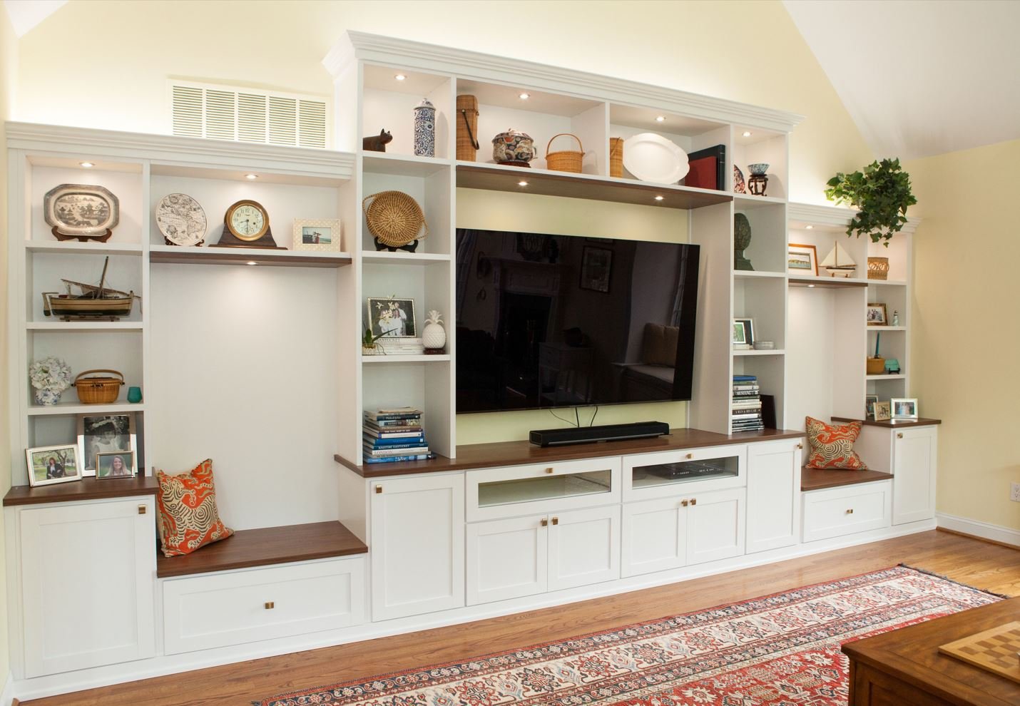 Media Center with Benches