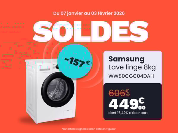 Lave linge hublot SAMSUNG WW80CGC04DAH en promo dans votre magasin Boulanger Persan Chambly !