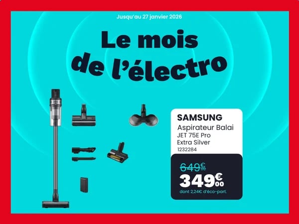 Aspirateur balai SAMSUNG Jet 75E Pro Extra Silver