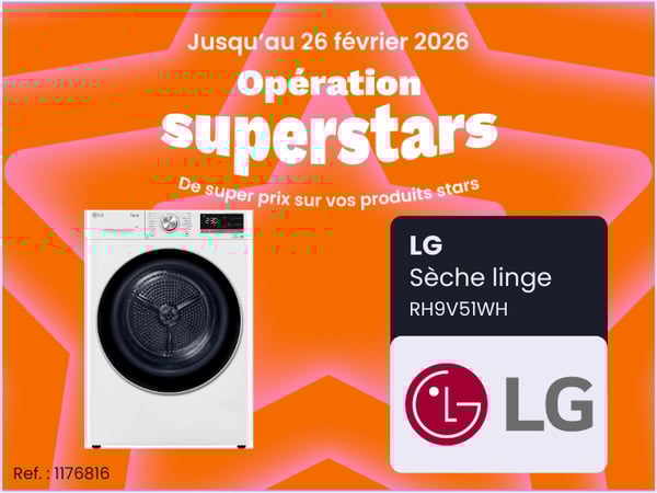 Sèche linge pompe à chaleur LG RH9V51WH chez Boulanger Vitrolles