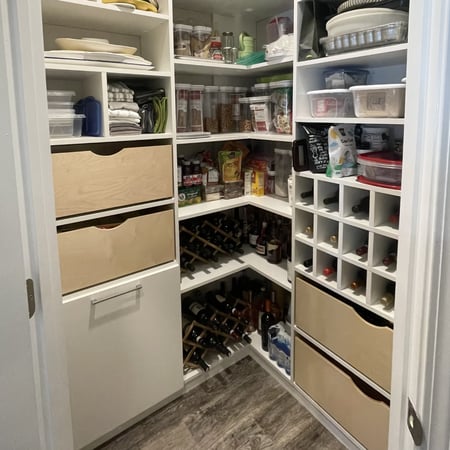 Kitchen pantry organization with wine cabinets California Closets Pensacola & Panama City, Florida