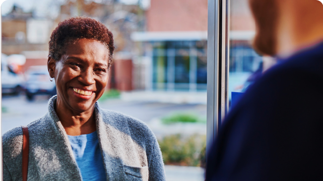 Woman wearing dentures