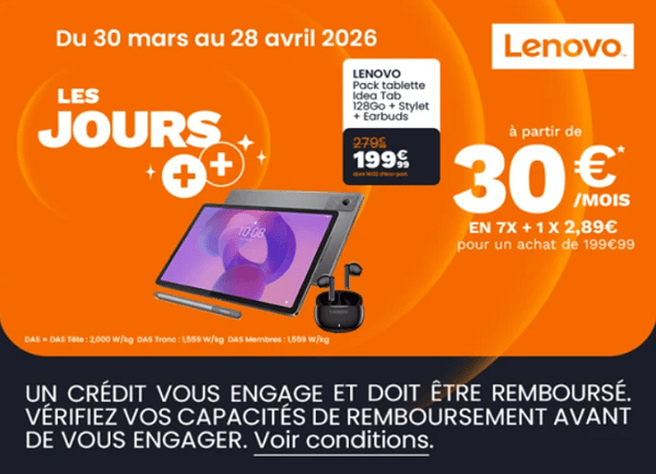 📱 Les Jours++ chez Boulanger Nantes Paridis – Découvrez la Lenovo Idea Tab 11″ avec stylet et earbuds à prix spécial !