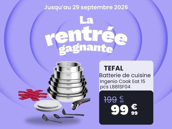 Batterie de cuisine TEFAL Ingenio Cook Eat 15 pcs L881SF04