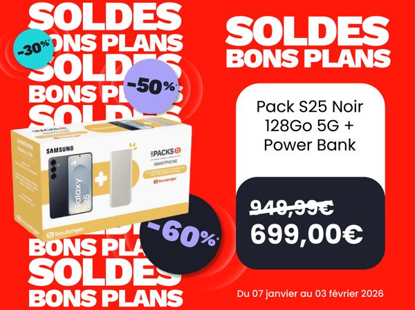 Pack S25 Noir 128Go 5G + Power Bank