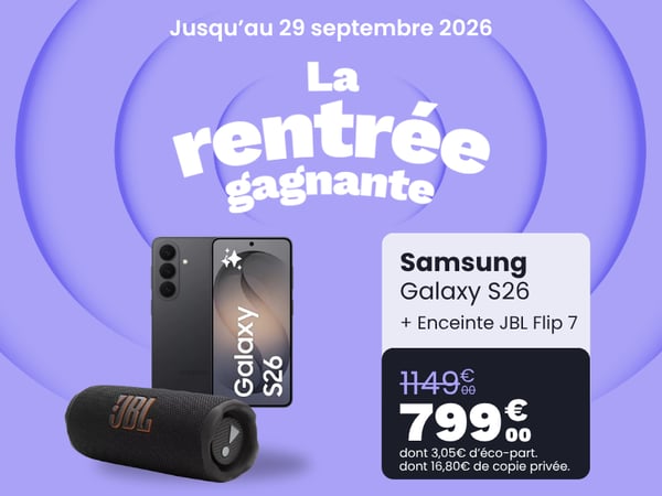 Smartphone SAMSUNG Pack S26 5G 256Go Noir + Enceinte portable JBL Flip7