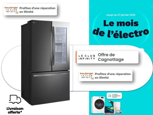 Réfrigérateur multiportes en promotion chez Boulanger Toulouse Colomiers – frigo américain, combiné, no frost et grande capacité, disponible chez Samsung, LG, Haier et Hisense avec livraison gratuite et offres spéciales.
Réfrigérateur multiportes disponible chez Boulanger Toulouse Colomiers – Frigo grande capacité avec froid ventilé, no frost et design moderne, modèles disponibles aussi chez Samsung, LG, Whirlpool, Bosch, Electrolux et Hisense.