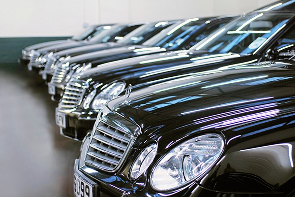 A fleet of funeral cars