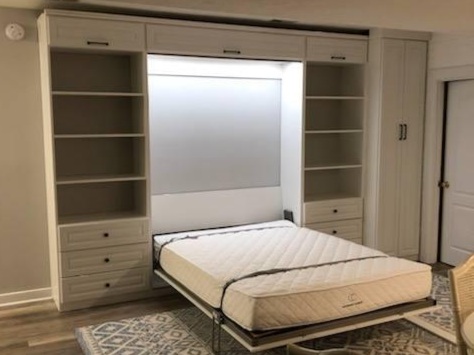 Richmond - Custom closets - Open Murphy bed unit with bookshelves on each side