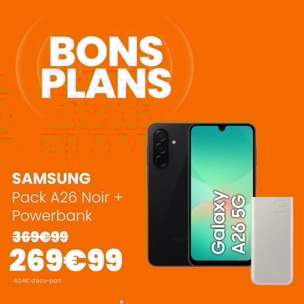 Smartphone  SAMSUNG Pack A26 Noir  + Powerbank