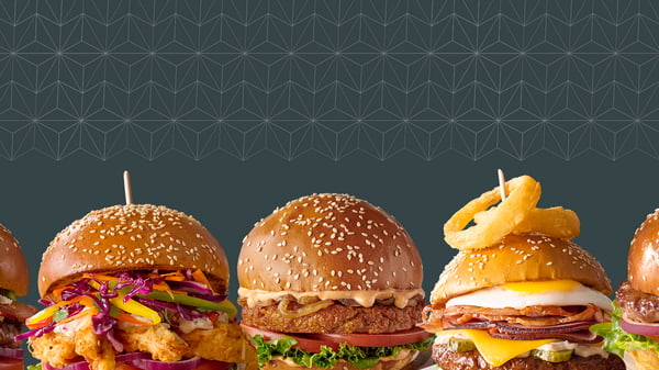 Range of gourmet burgers, including beef burgers, chicken burgers, and veggie burgers from Mugg & Bean Wedgewood Office Park OTM.