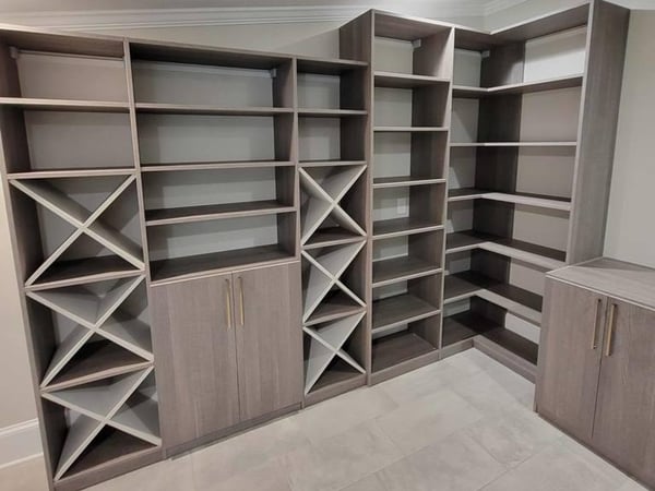 Greensboro - Custom closets - Unique wrap-around bookshelving unit with cabinets