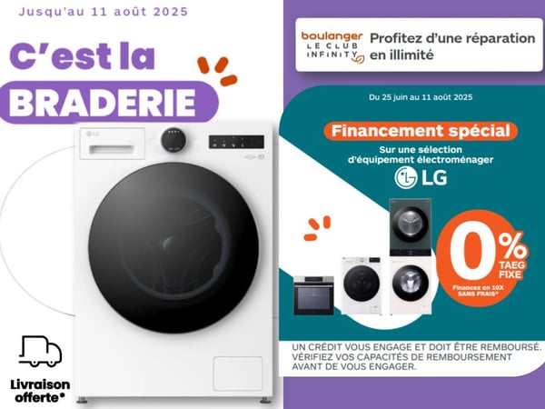A la recherche d'une promo en lave-linge LG à Pau? Profitez d'un 10X sans frais pour l'acquisition de votre machine à laver LG avec Boulanger Pau Lons