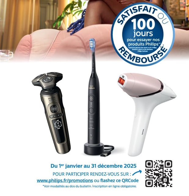 Offre PHILIPS: SATISFAIT OU REMBOURSE 100 jours pour essayer les produits philips*