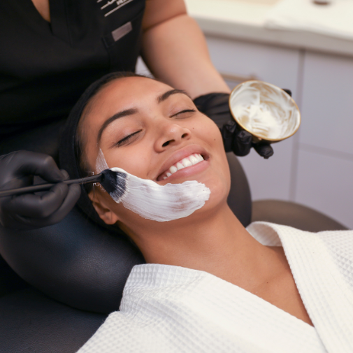 Patient receiving SkinClear treatment featuring a micropeel.
