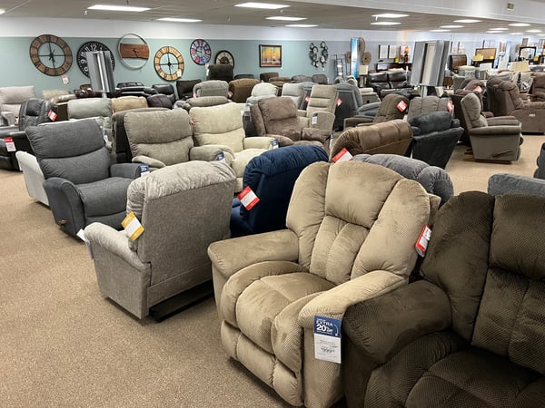 Recliners at Slumberland Furniture Store in Thief River Falls,  MN
