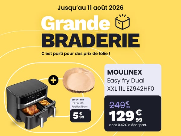 MOULINEX Easy fry Dual XXL 11L EZ942HF0 | Boulanger Toulouse - Colomiers | Friteuse sans huile Moulinex | Grande Braderie | Airfryer Moulinex | Robot de cuisine | Cuisine Saine | Électroménager Toulouse | Robot Multifonction | Magasin Boulanger
