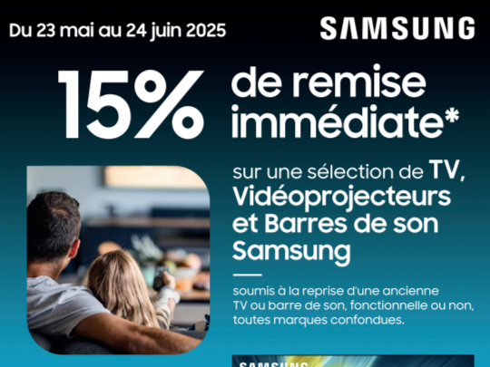 15% de remise immédiate** sur une sélection de TV Samsung dans votre magasin Boulanger Merlimont.