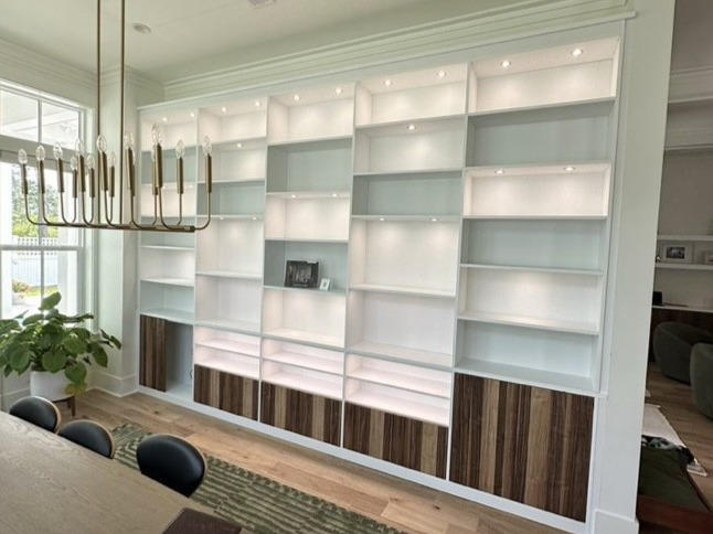 Lighting, bookcase and bookshelves California Closets Pensacola and Panama City, Fl