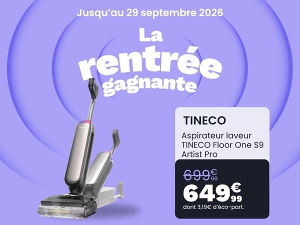 découvrez le Aspirateur laveur TINECO Floor One S9 Artist Pro avec fonction vapeur dans votre magasin Boulanger Boulogne sur-Mer