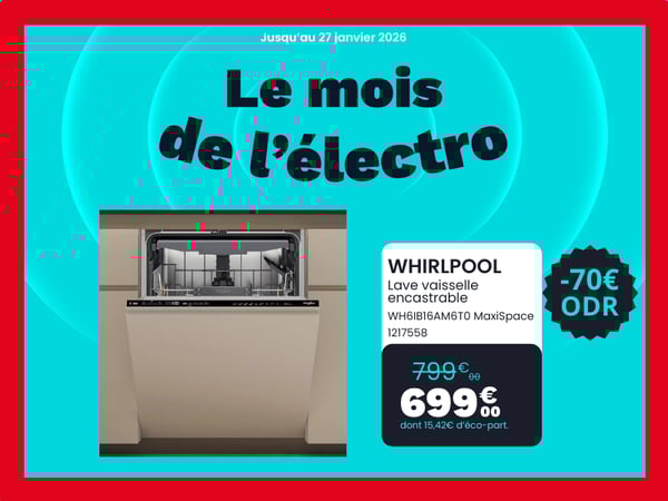 Lave vaisselle encastrable WHIRLPOOL WH6IB16AM6T0 MaxiSpace