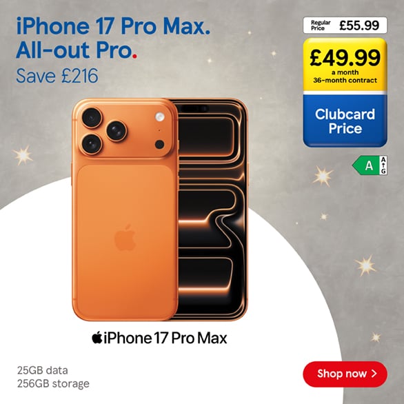 Save on iPhone bundles with Christmas deals that sparkle at Tesco Mobile, Shop now!