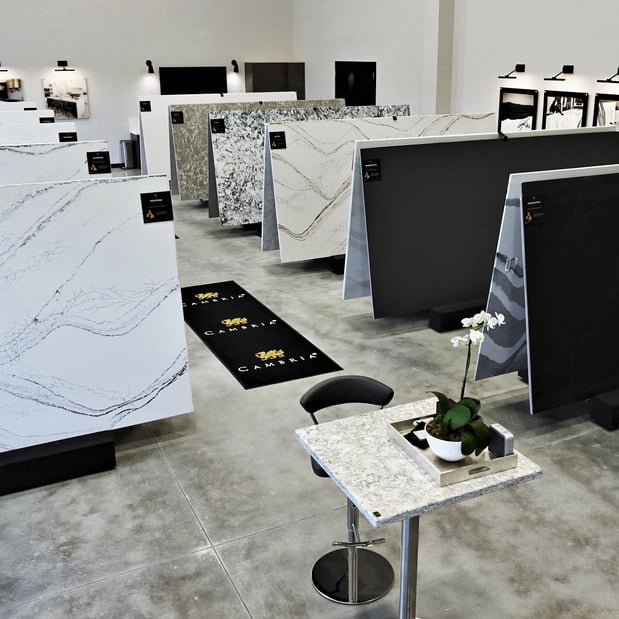 CAMBRIA SALES AND DISTRIBUTION CENTER SHOWROOM – FORT LAUDERDALE quartz slab displays